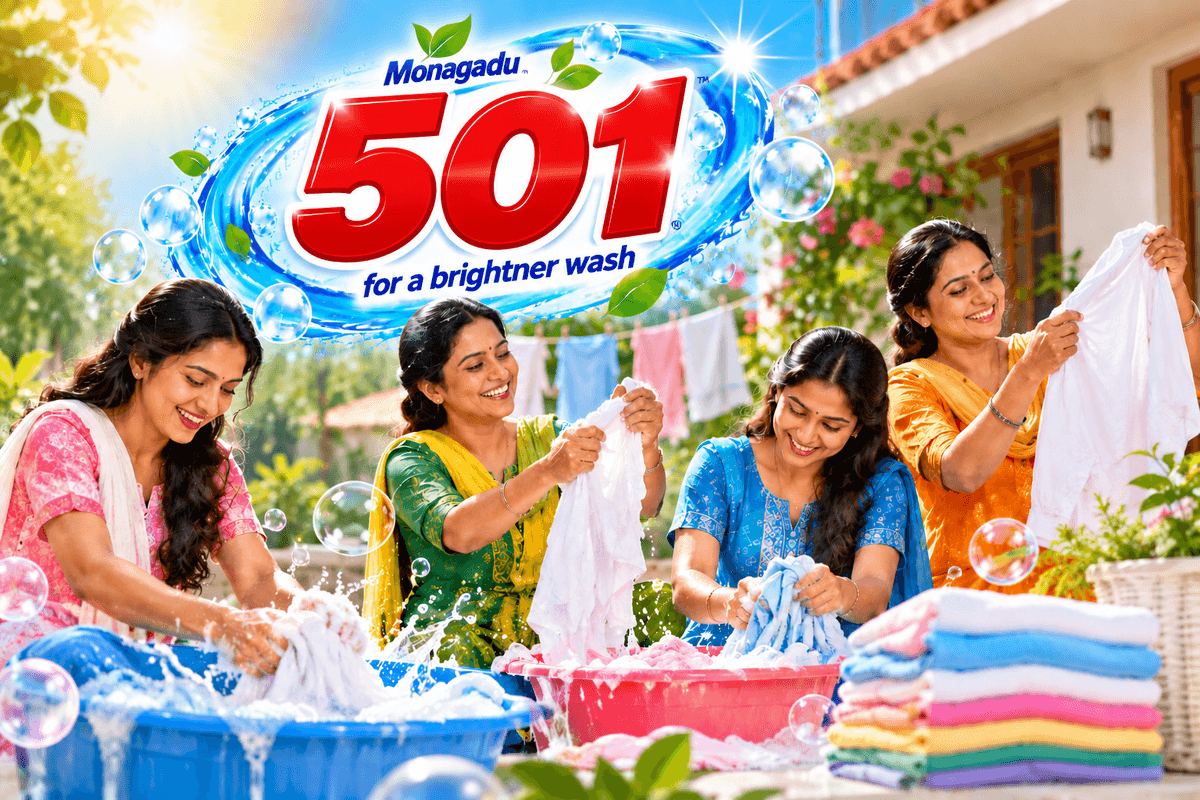 Monagadu 501: women washing clothes together in a sunny outdoor setting